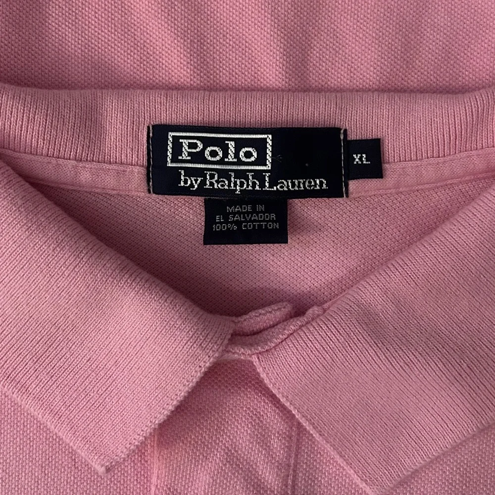Polo‎ Ralph Lauren Mens XL Pink Short Sleeve Pique Cotton Polo Shirt Blue Pony